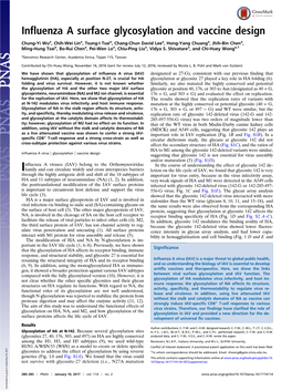 Influenza a Surface Glycosylation and Vaccine Design