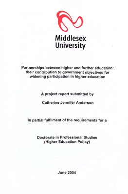 Partnerships Between Higher and Further Education: Their Contribution to Government Objectives for Widening Participation in Higher Education