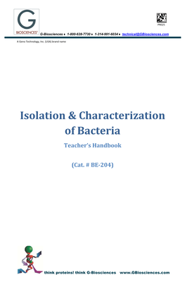 Isolation & Characterization of Bacteria