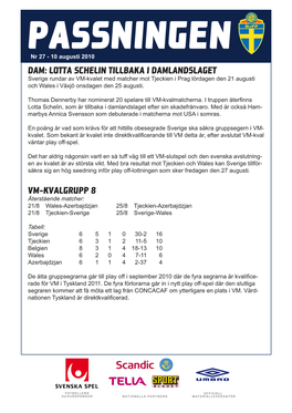 Lotta Schelin Tillbaka I Damlandslaget VM-Kvalgrupp 8