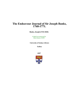 The Endeavour Journal of Sir Joseph Banks, 1768-1771