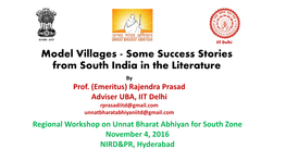 Model Villages - Some Success Stories from South India in the Literature by Prof