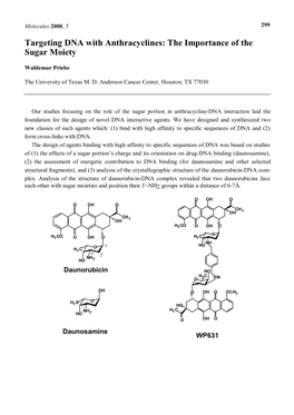 Targeting DNA with Anthracyclines: the Importance of the Sugar Moiety