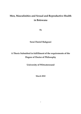 Men, Masculinities and Sexual and Reproductive Health in Botswana