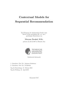 Contextual Models for Sequential Recommendation