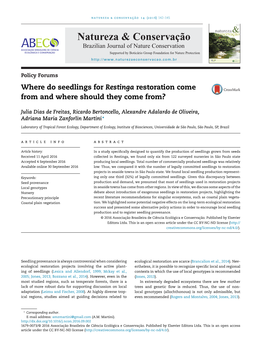 Where Do Seedlings for Restinga Restoration Come from and Where Should They Come From?