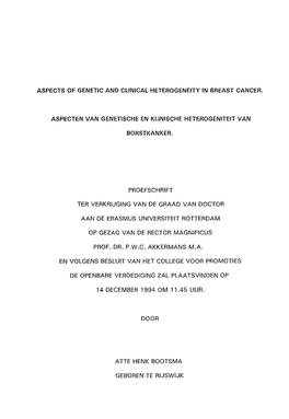 Aspects of Genetic and Clinical Heterogeneity in Breast Cancer