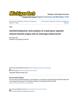 Aerothermodynamic Cycle Analysis of a Dual-Spool, Separate-Exhaust