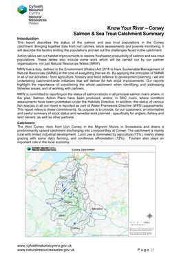 Conwy Salmon & Sea Trout Catchment Summary