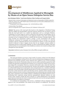 Development of Middleware Applied to Microgrids by Means of an Open Source Enterprise Service Bus