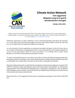 Climate Action Network Text Suggestions Mitigation Long-Term Goal & Decarbonization Strategies