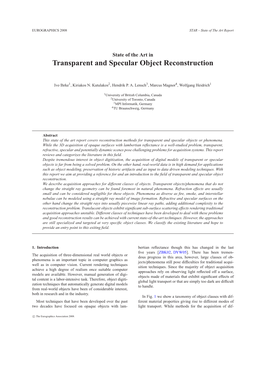 Transparent and Specular Object Reconstruction