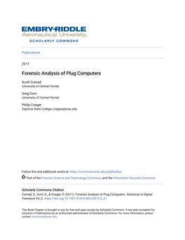 Forensic Analysis of Plug Computers