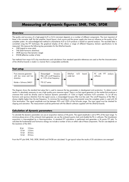 Measuring of Dynamic Figures: SNR, THD, SFDR