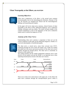 Ulnar Neuropathy at the Elbow, an Overview