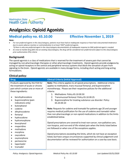 Opioid Agonists Medical Policy No