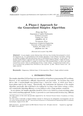 A Phase-1 Approach for the Generalized Simplex Algorithm