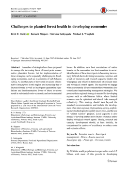 Challenges to Planted Forest Health in Developing Economies