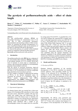 The Pyrolysis of Perfluorocarboxylic Acids - Effect of Chain Length