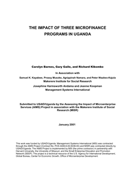 Impact of Three Microfinance Programs in Uganda