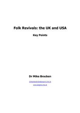 Folk Revivals: the UK and USA