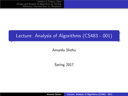 Analysis of Algorithms (CS483 - 001)