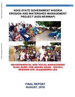 KOGI STATE GOVERNMENT NIGERIA EROSION and WATERSHED MANAGEMENT PROJECT (KGS-NEWMAP) Public Disclosure Authorized
