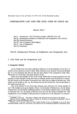 Comparative Law and the Civil Code of Japan (Ii)