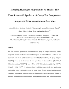 The First Successful Synthesis of Group Ten Scorpionate Complexes