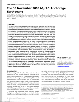 The 30 November 2018 Mw 7.1 Anchorage Earthquake