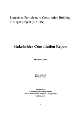 Support to Participatory Constitution Building in Nepal Project (SPCBN)