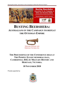 Busting Beersheba: Australians in the Campaign to Defeat the Ottoman Empire