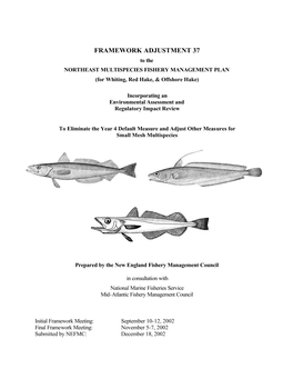 FRAMEWORK ADJUSTMENT 37 to the NORTHEAST MULTISPECIES FISHERY MANAGEMENT PLAN (For Whiting, Red Hake, & Offshore Hake)