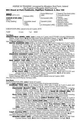 HORSE in TRAINING, Consigned by Moyglare Stud Farm, Ireland the Property of Moyglare Stud Farm Ltd