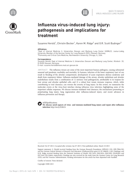 Influenza Virus-Induced Lung Injury: Pathogenesis and Implications for Treatment