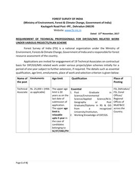 FOREST SURVEY of INDIA (Ministry of Environment, Forest & Climate