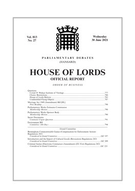 House of Lords Official Report