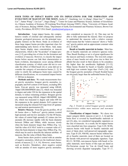 Four Types of Impact Basins and Its Implications for the Formation and Evolution of Mascon on the Moon