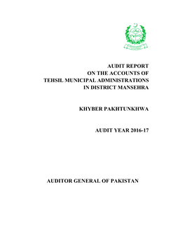 Audit Report on the Accounts of Tehsil Municipal Administrations in District Mansehra