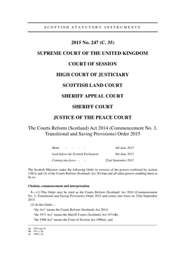 The Courts Reform (Scotland) Act 2014 (Commencement No