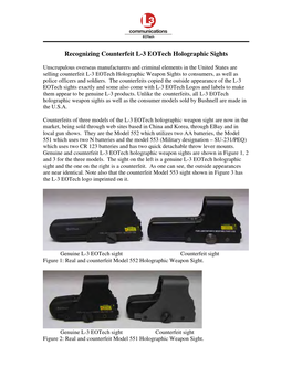 Recognizing Counterfeit L-3 Eotech Holographic Sights