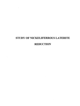 Study of Nickeliferrous Laterite Reduction