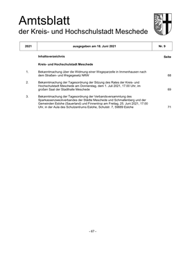 Amtsblatt Der Kreis- Und Hochschulstadt Meschede