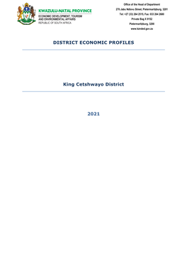 DISTRICT ECONOMIC PROFILES King Cetshwayo District 2021