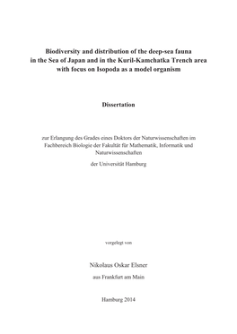 Biodiversity and Distribution of the Deep-Sea Fauna in the Sea of Japan and in the Kuril-Kamchatka Trench Area with Focus on Isopoda As a Model Organism