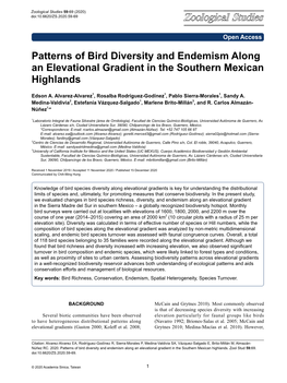 Patterns of Bird Diversity and Endemism Along an Elevational Gradient in the Southern Mexican Highlands