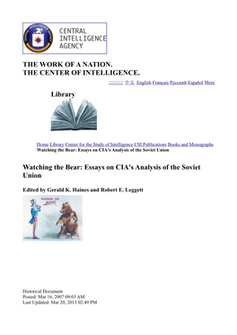 Essays on CIA's Analysis of the Soviet Union