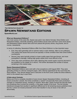 Spawn Newsstand Editions Spawnworld.Com