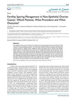 Fertility Sparing Management in Non-Epithelial Ovarian Cancer