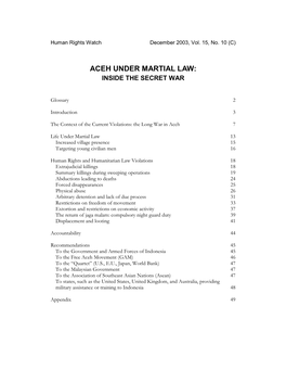 Aceh Under Martial Law: Inside the Secret War